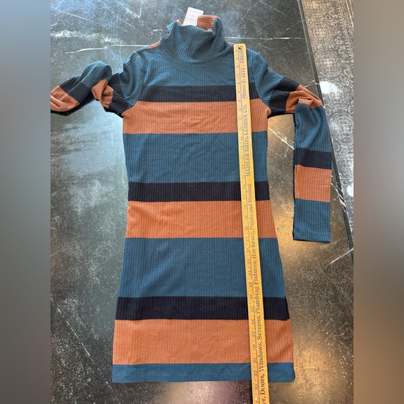 Sanctuary Striped Long Sleeve Dress, Brown, Teal and Black Size XS, NWT - Picture 5 of 7